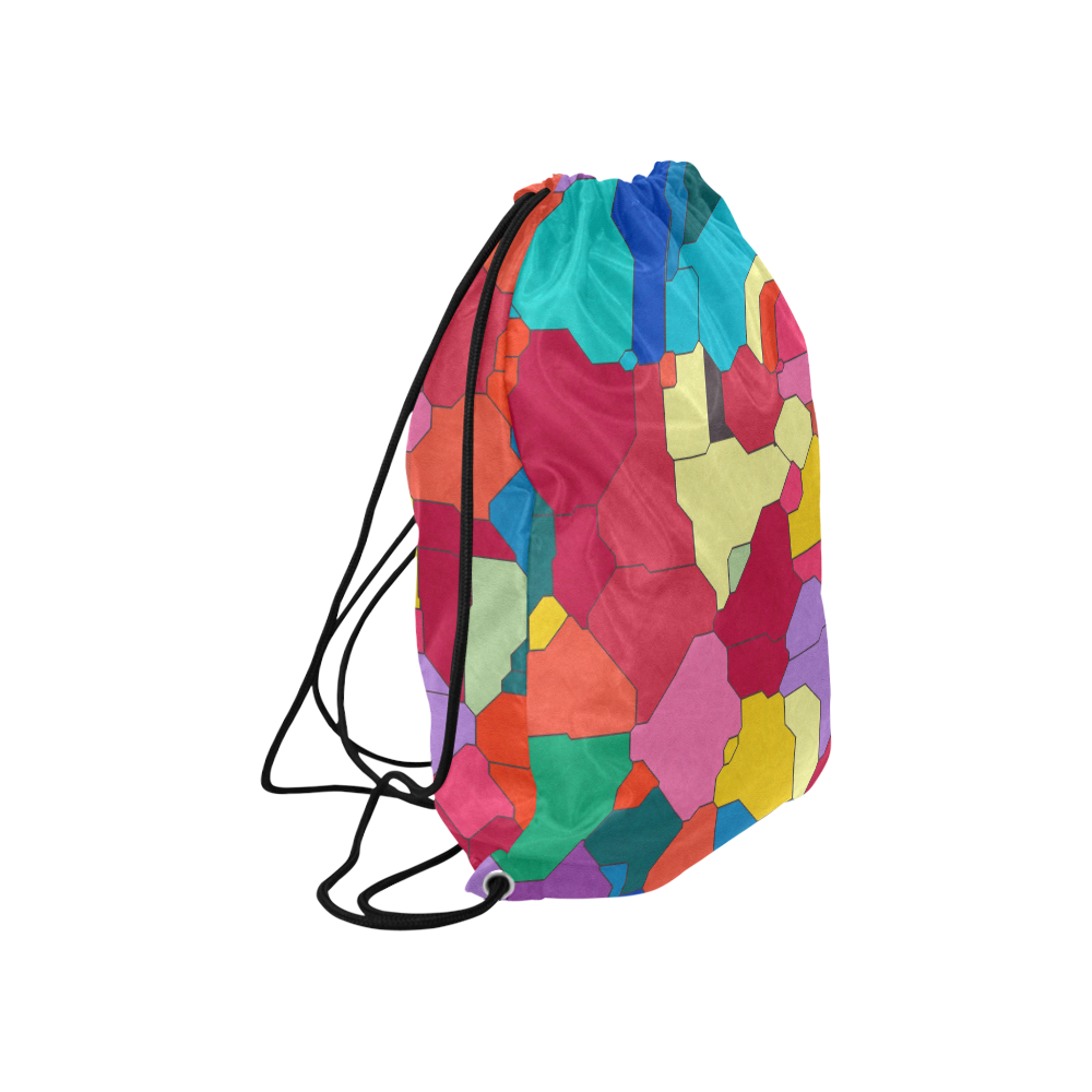 Colorful leather pieces Large Drawstring Bag Model 1604 (Twin Sides)  16.5"(W) * 19.3"(H)