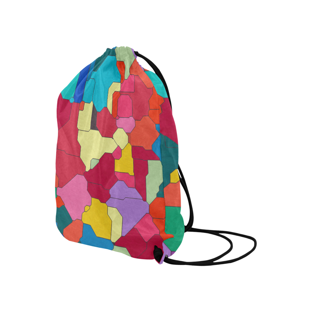 Colorful leather pieces Large Drawstring Bag Model 1604 (Twin Sides)  16.5"(W) * 19.3"(H)