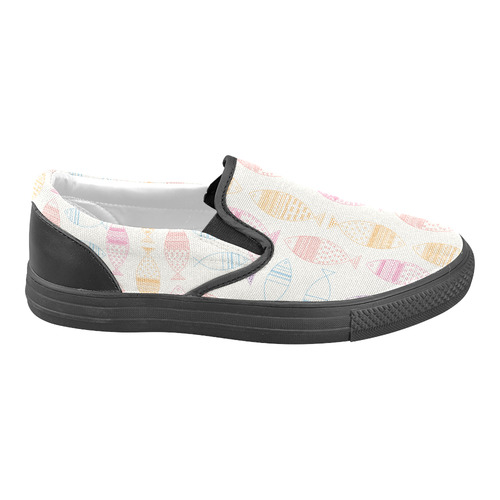 abstract tribal fish Men's Unusual Slip-on Canvas Shoes (Model 019)