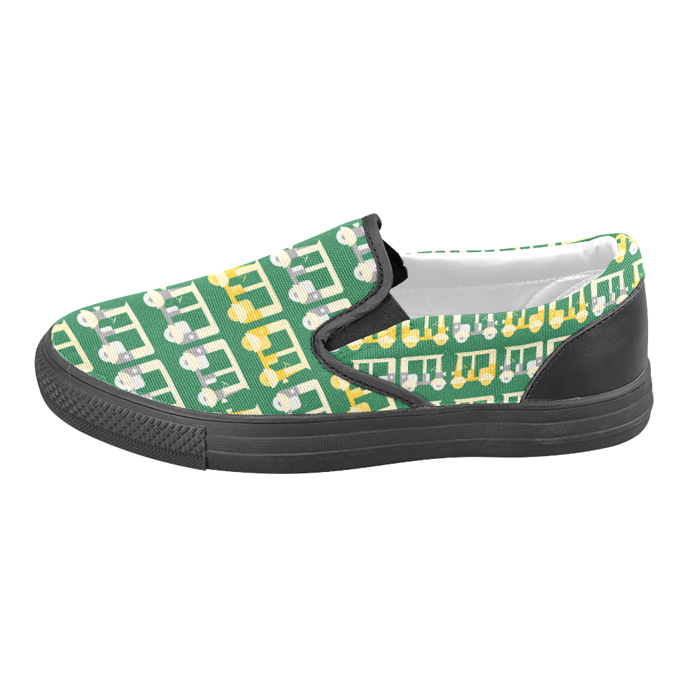 green auto rickshaw Slip-on Canvas Shoes for Men/Large Size (Model 019)