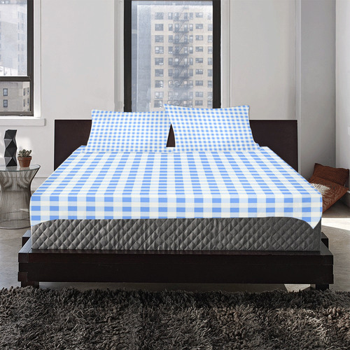 Sky Blue Gingham 3-Piece Bedding Set