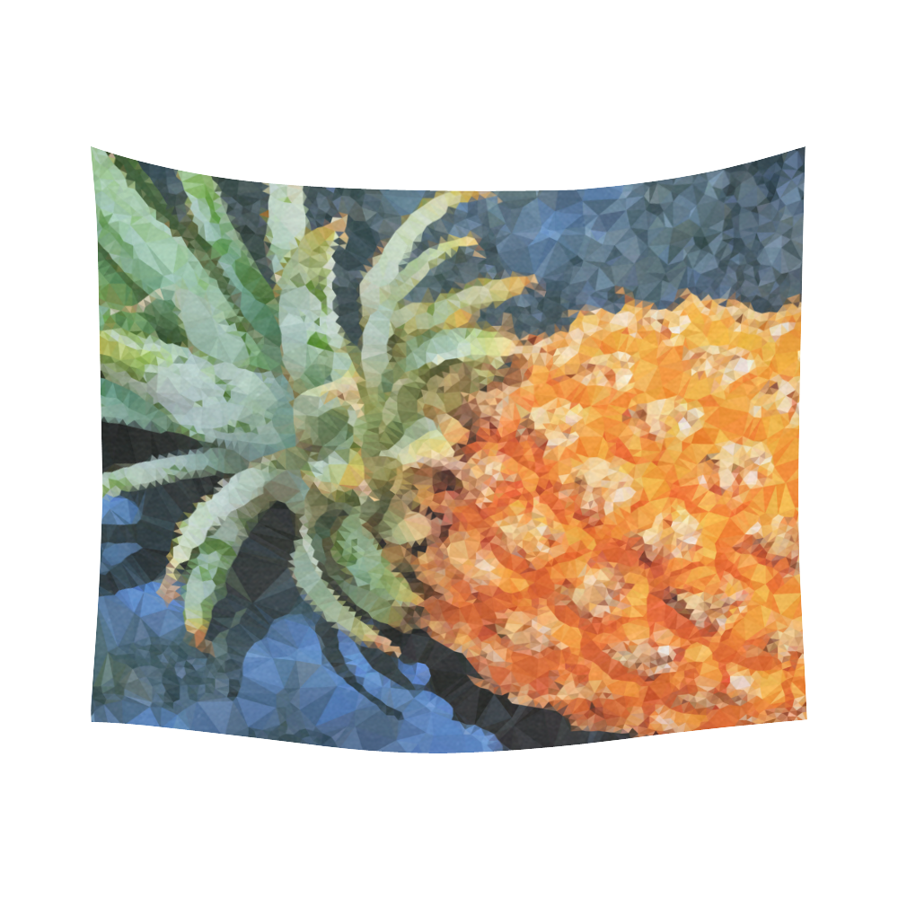 Pineapple Low Poly Tropical Triangles Cotton Linen Wall Tapestry 60"x 51"