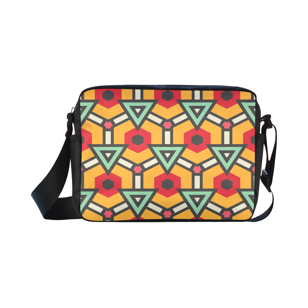 Triangles and hexagons pattern Classic Cross-body Nylon Bags (Model 1632)