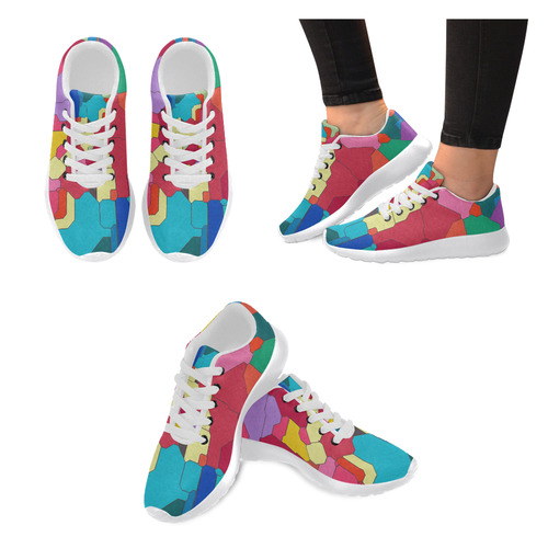 Colorful leather pieces Women’s Running Shoes (Model 020)