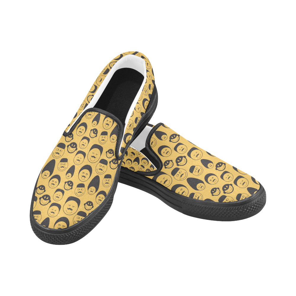 yellow emotion faces Slip-on Canvas Shoes for Men/Large Size (Model 019)