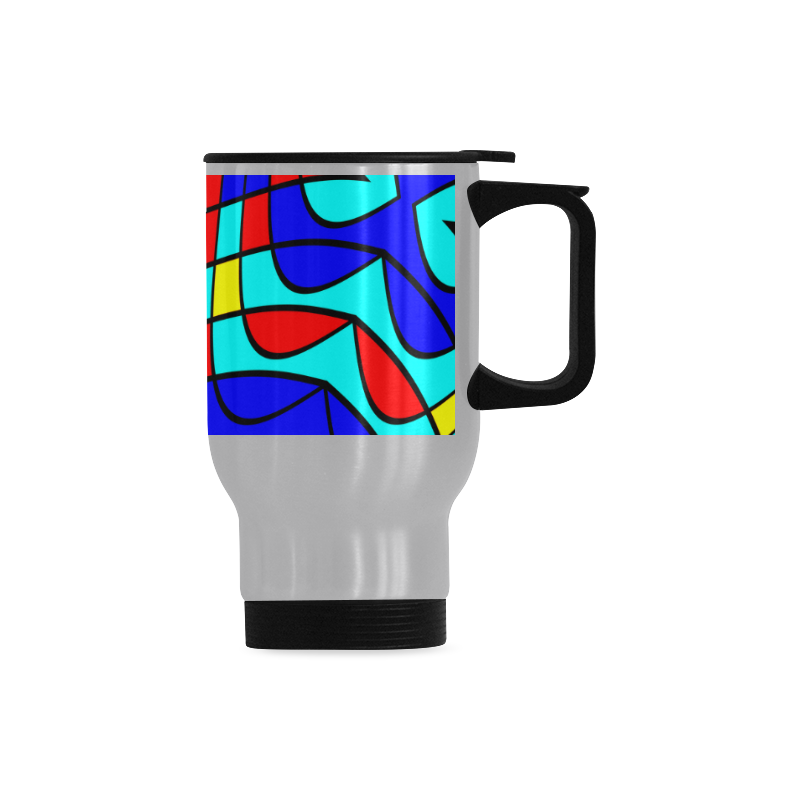 Colorful bent shapes Travel Mug (Silver) (14 Oz)