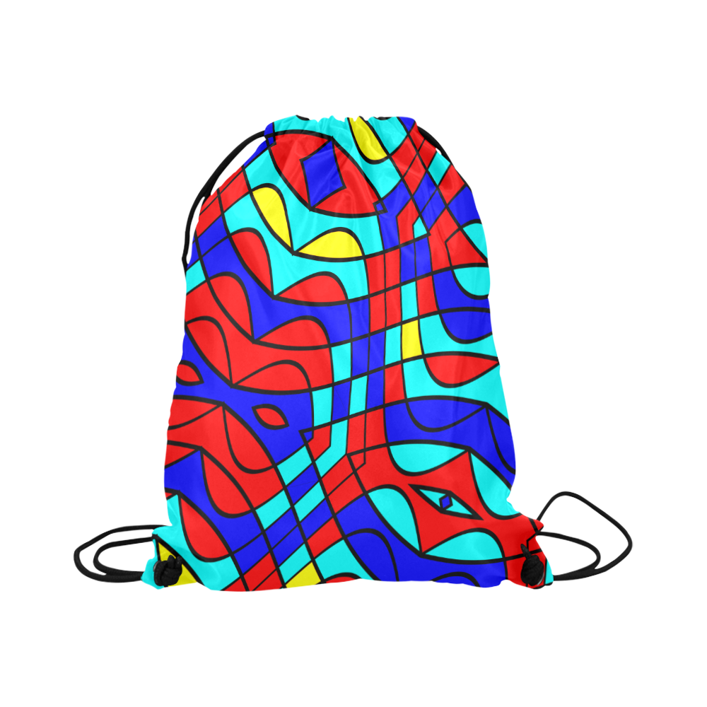 Colorful bent shapes Large Drawstring Bag Model 1604 (Twin Sides)  16.5"(W) * 19.3"(H)