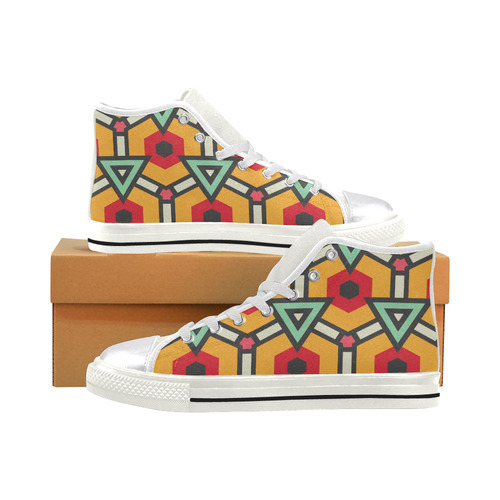 Triangles and hexagons pattern Women's Classic High Top Canvas Shoes (Model 017)