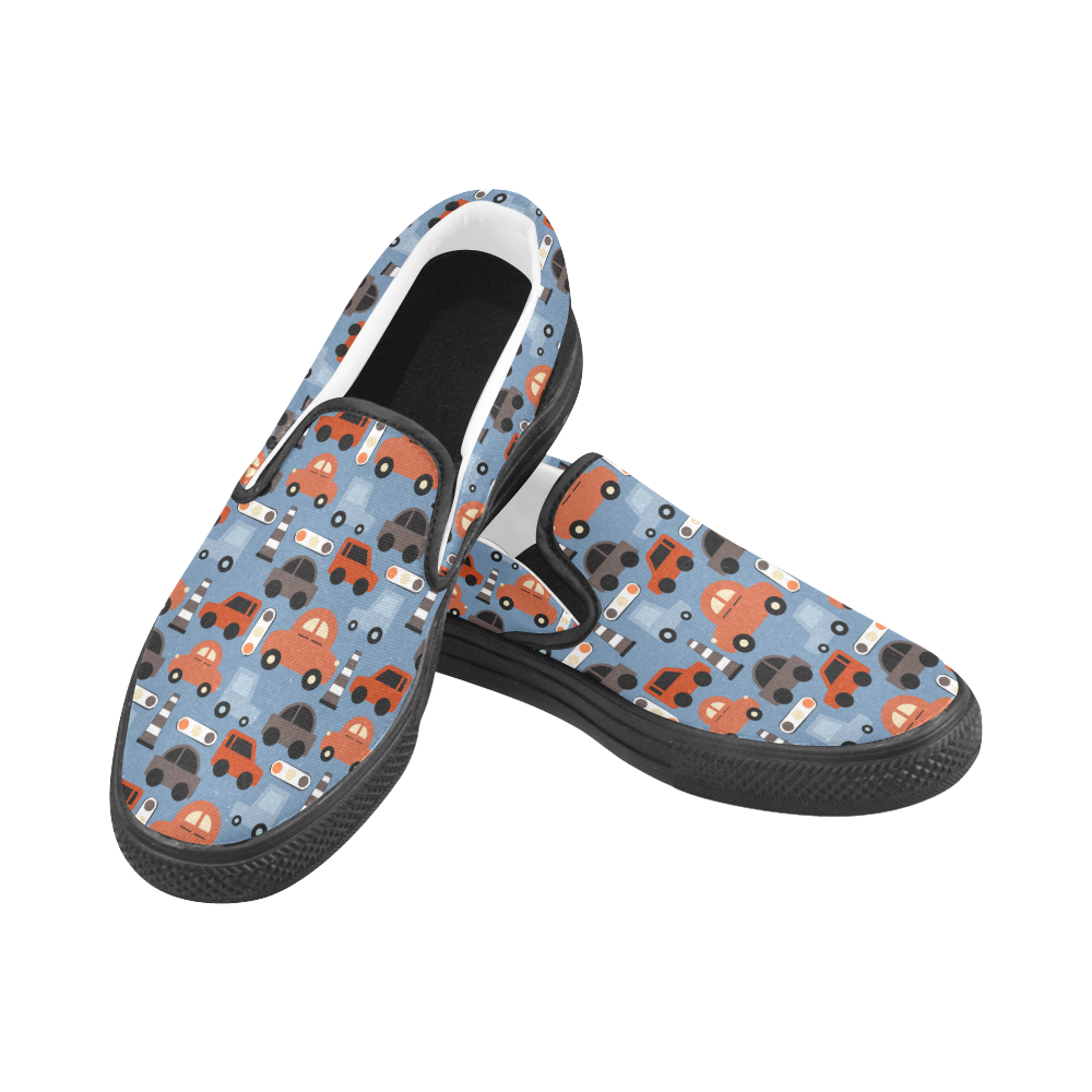 toy cars Women's Slip-on Canvas Shoes (Model 019)