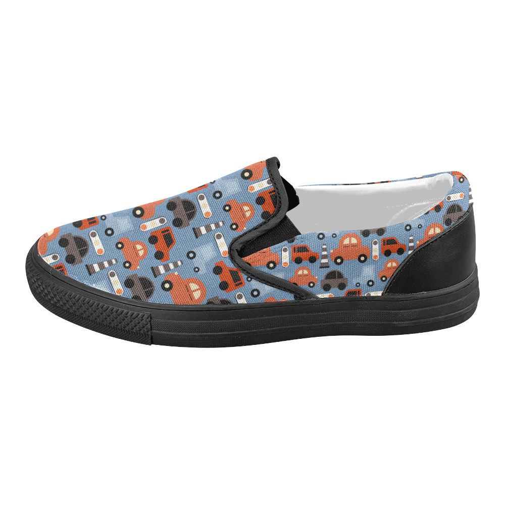 toy cars Women's Slip-on Canvas Shoes (Model 019)