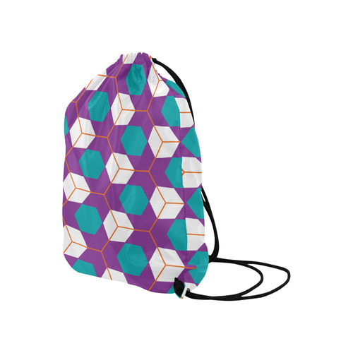 Cubes in honeycomb pattern Large Drawstring Bag Model 1604 (Twin Sides)  16.5"(W) * 19.3"(H)