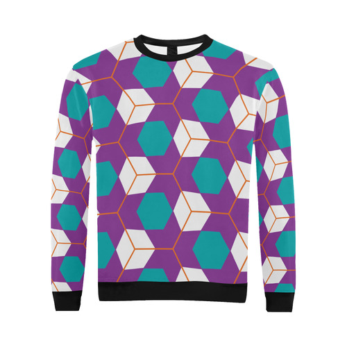 Cubes in honeycomb pattern All Over Print Crewneck Sweatshirt for Men (Model H18)