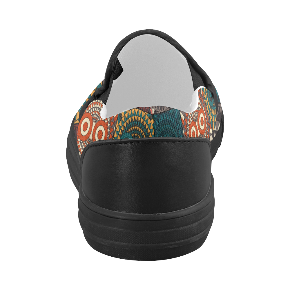 Polychrome Owl Mask Women's Slip-on Canvas Shoes (Model 019)