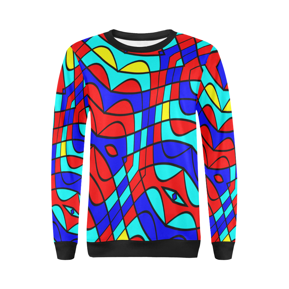 Colorful bent shapes All Over Print Crewneck Sweatshirt for Women (Model H18)