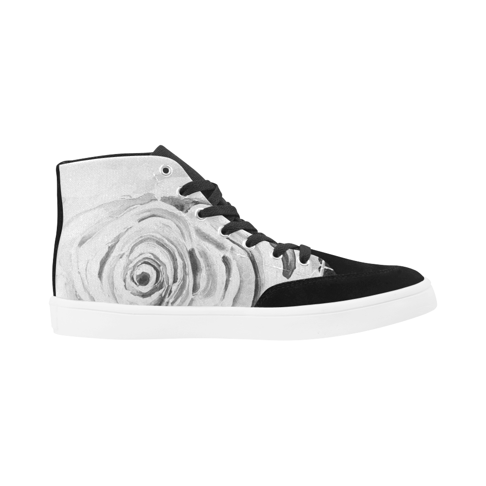 ROSES ARE PINK Black and White Herdsman High Top Shoes for Women (Model 038)