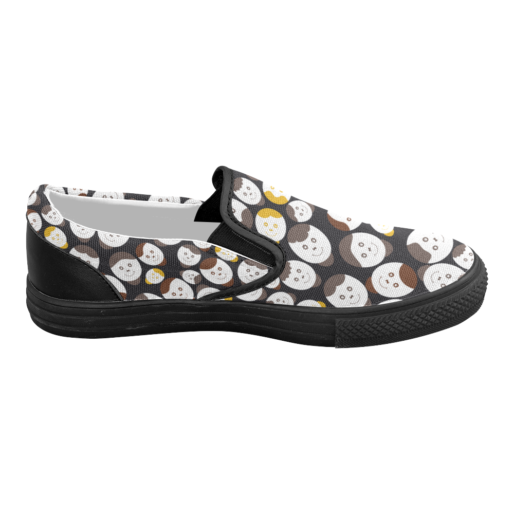 brown smiley faces Women's Slip-on Canvas Shoes (Model 019)
