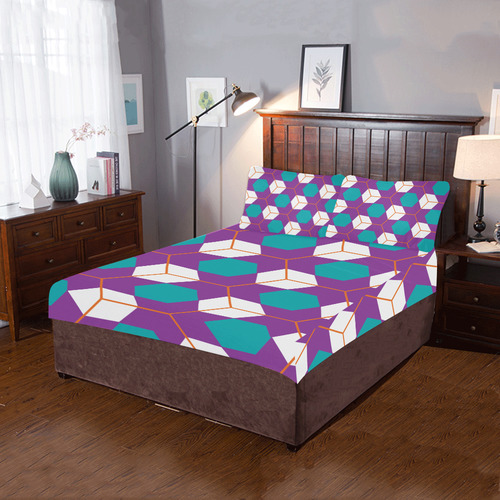 Cubes in honeycomb pattern 3-Piece Bedding Set