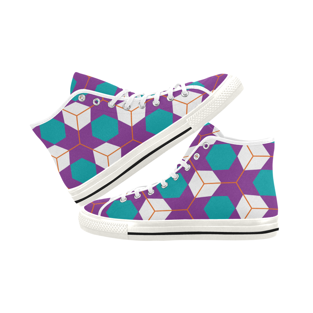 Cubes in honeycomb pattern Vancouver H Men's Canvas Shoes/Large (1013-1)