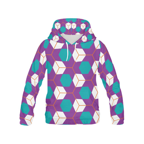 Cubes in honeycomb pattern All Over Print Hoodie for Women (USA Size) (Model H13)