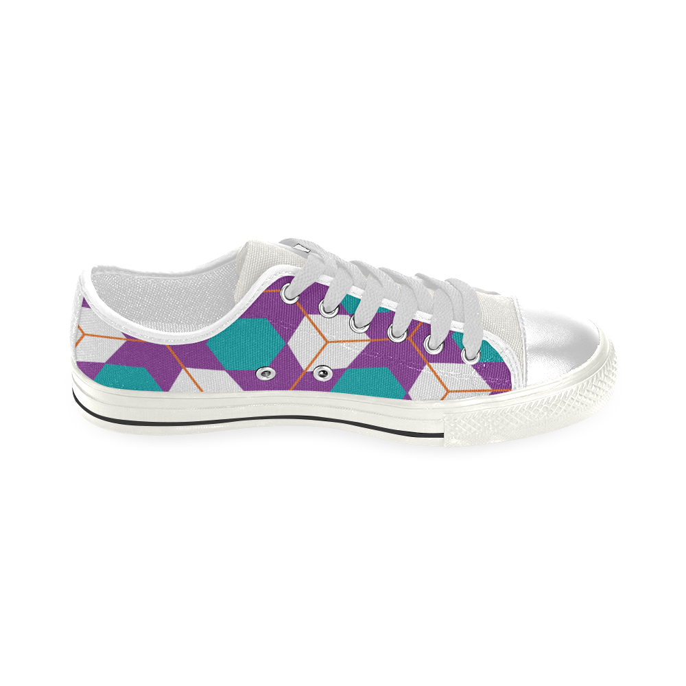 Cubes in honeycomb pattern Low Top Canvas Shoes for Kid (Model 018)