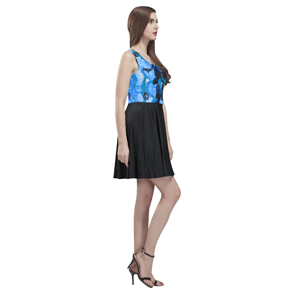 "Aqua" Thea Sleeveless Skater Dress(Model D19)