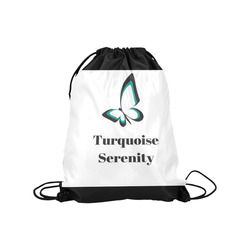 Turquoise Serenity butterfly bag Medium Drawstring Bag Model 1604 (Twin Sides) 13.8"(W) * 18.1"(H)