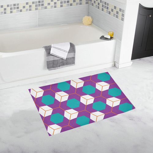 Cubes in honeycomb pattern Bath Rug 20''x 32''