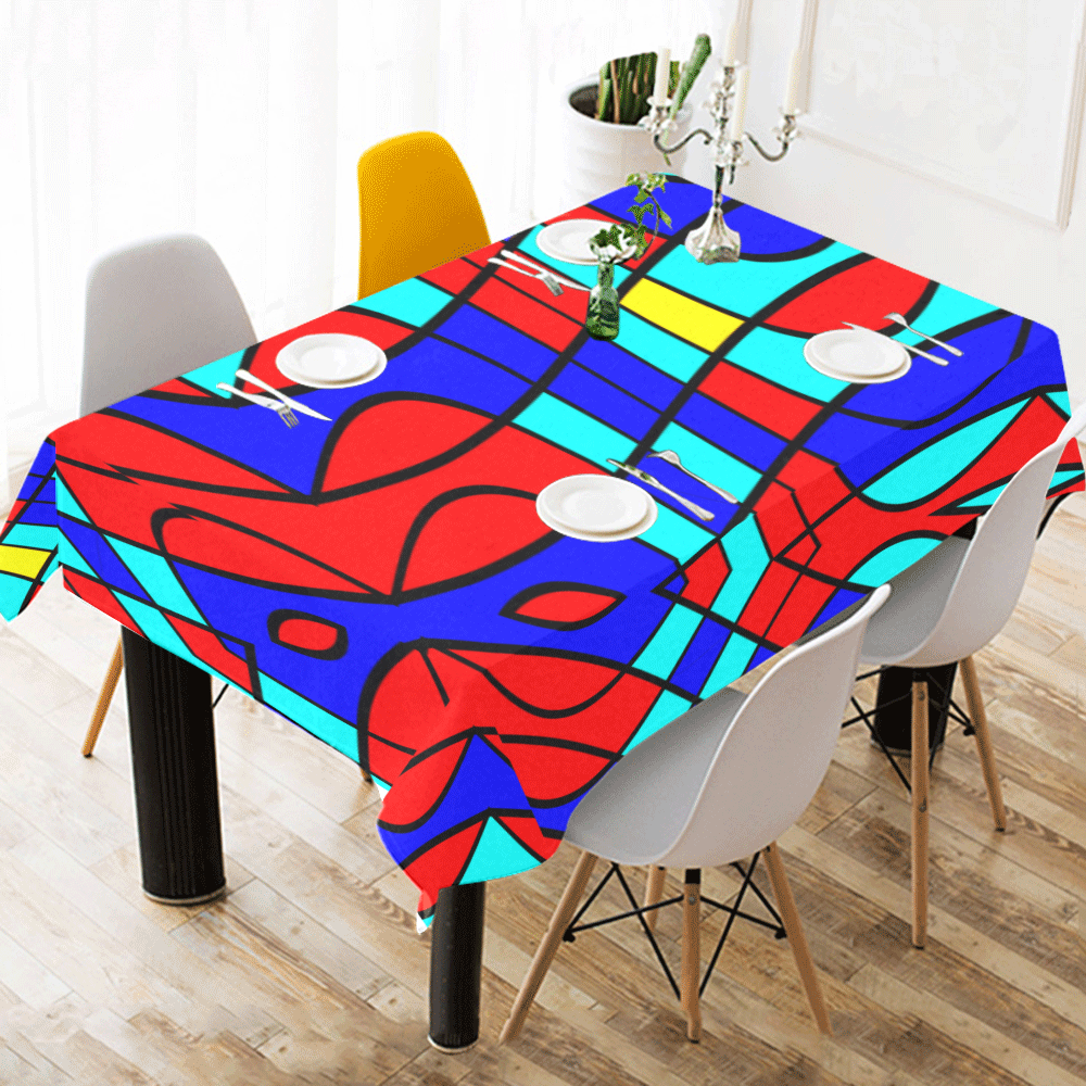Colorful bent shapes Cotton Linen Tablecloth 52"x 70"
