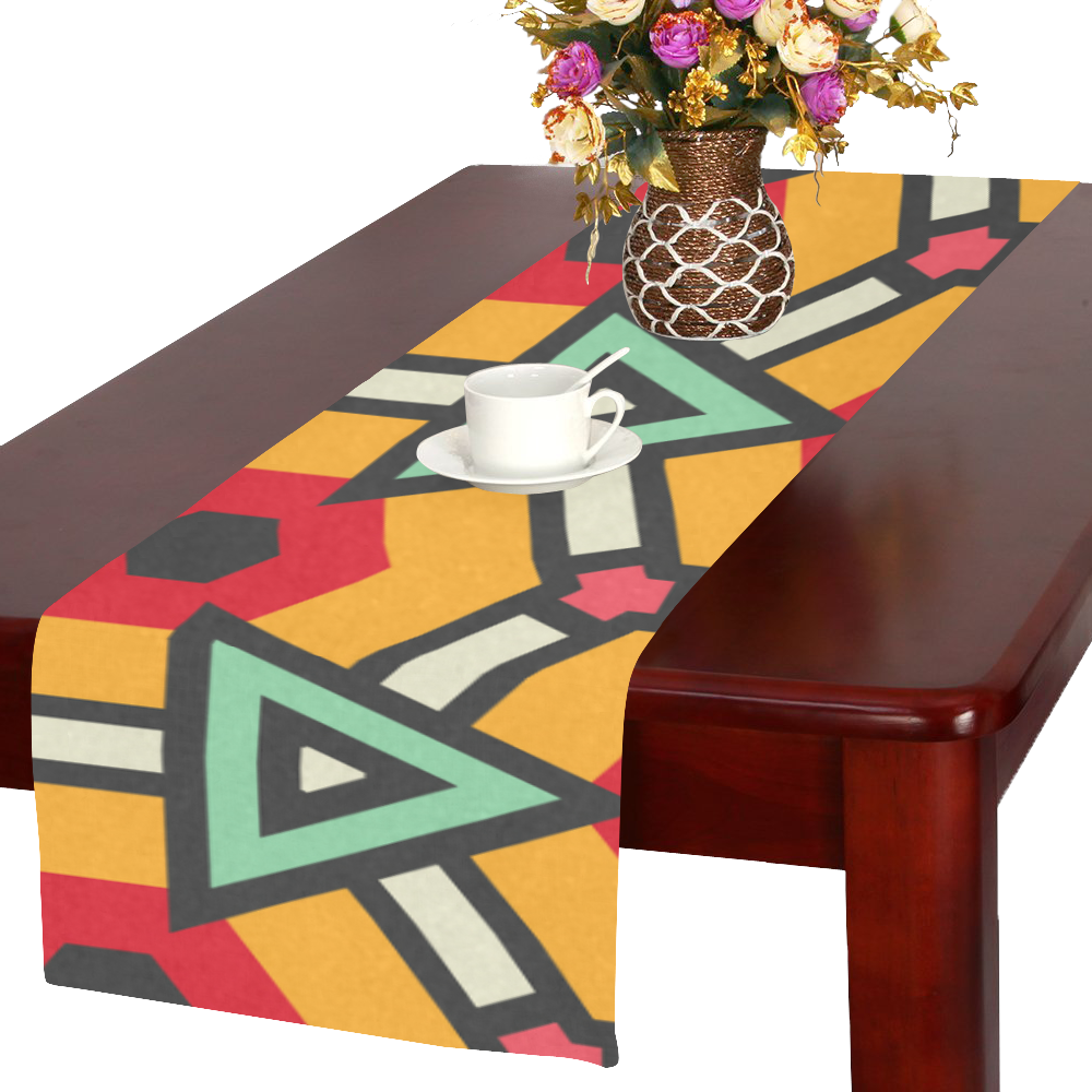 Triangles and hexagons pattern Table Runner 16x72 inch