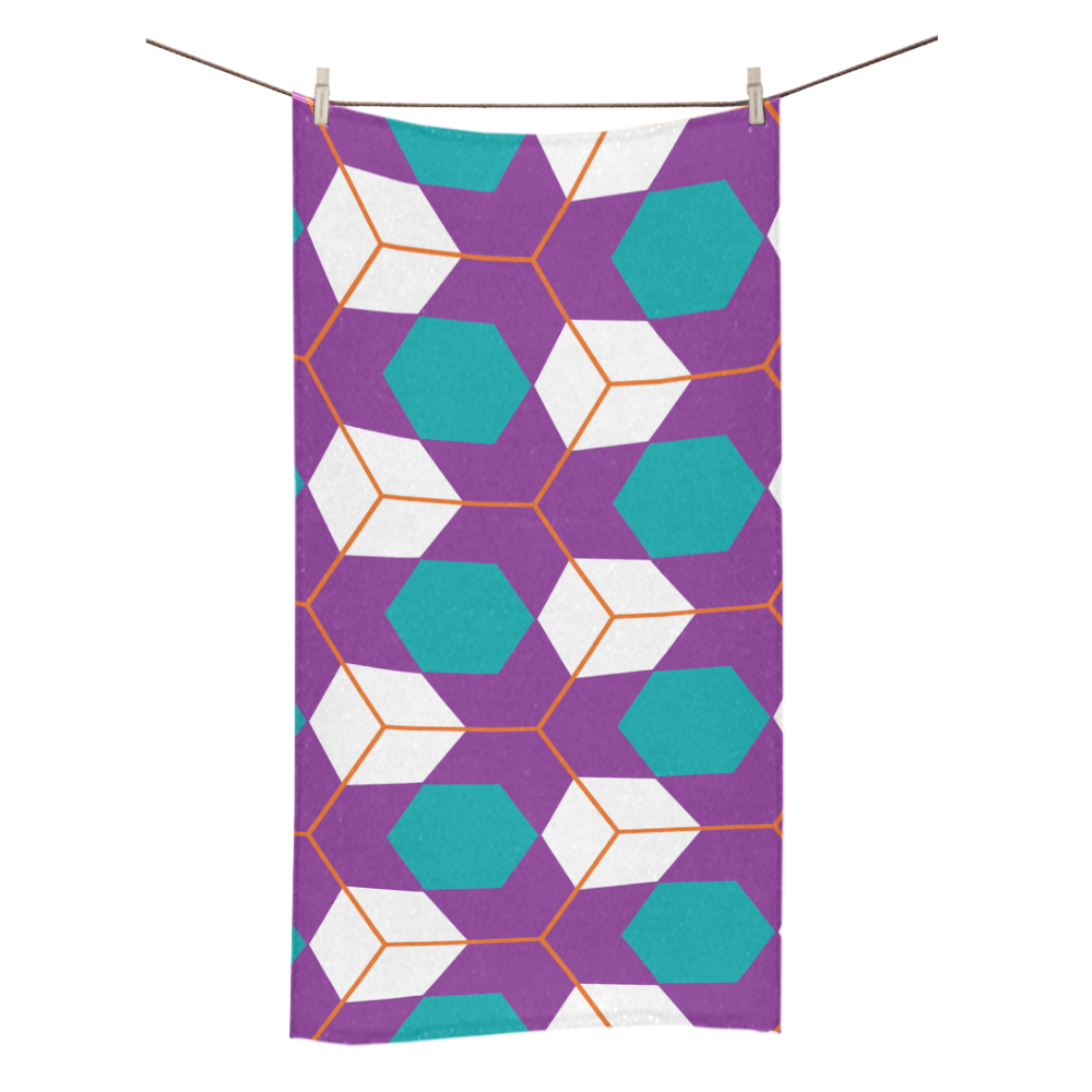 Cubes in honeycomb pattern Bath Towel 30"x56"