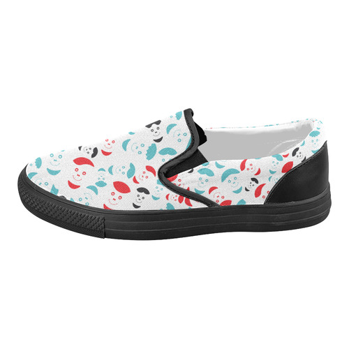 red smiley faces Women's Slip-on Canvas Shoes (Model 019)