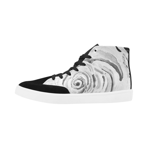 ROSES ARE PINK Black and White Herdsman High Top Shoes for Women (Model 038)