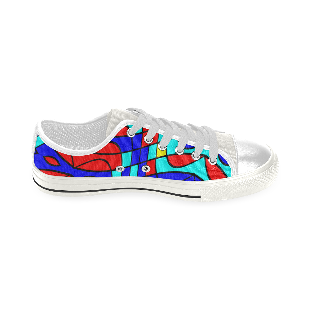 Colorful bent shapes Low Top Canvas Shoes for Kid (Model 018)