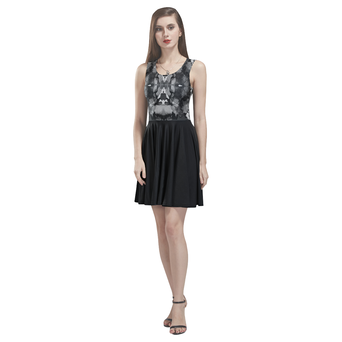 "Shadow" Thea Sleeveless Skater Dress(Model D19)