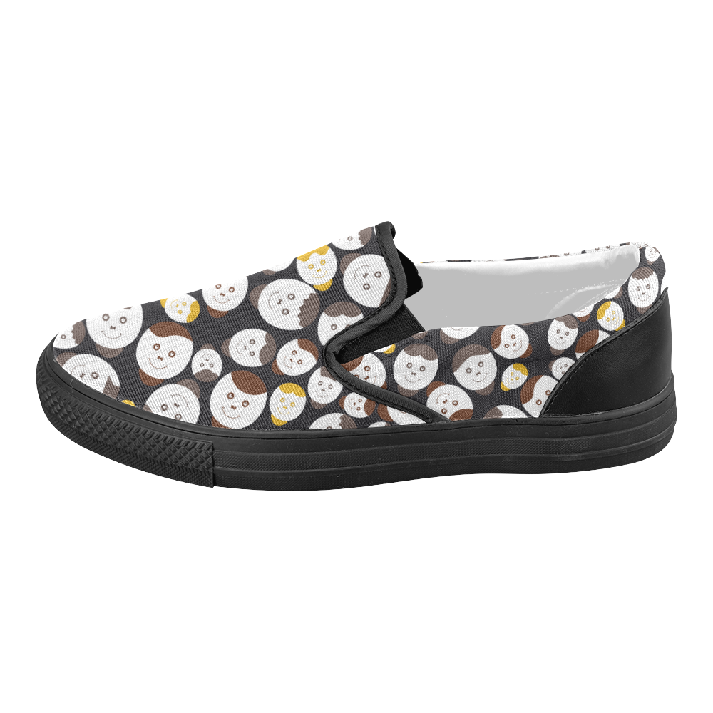 brown smiley faces Women's Slip-on Canvas Shoes (Model 019)