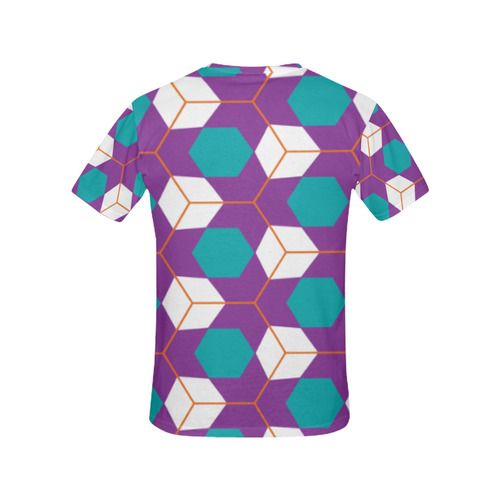 Cubes in honeycomb pattern All Over Print T-Shirt for Women (USA Size) (Model T40)
