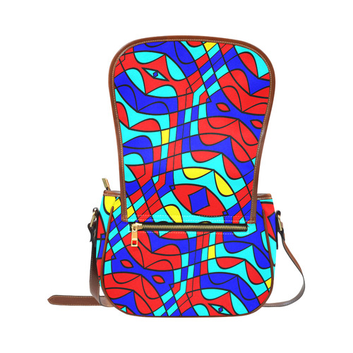 Colorful bent shapes Saddle Bag/Large (Model 1649)