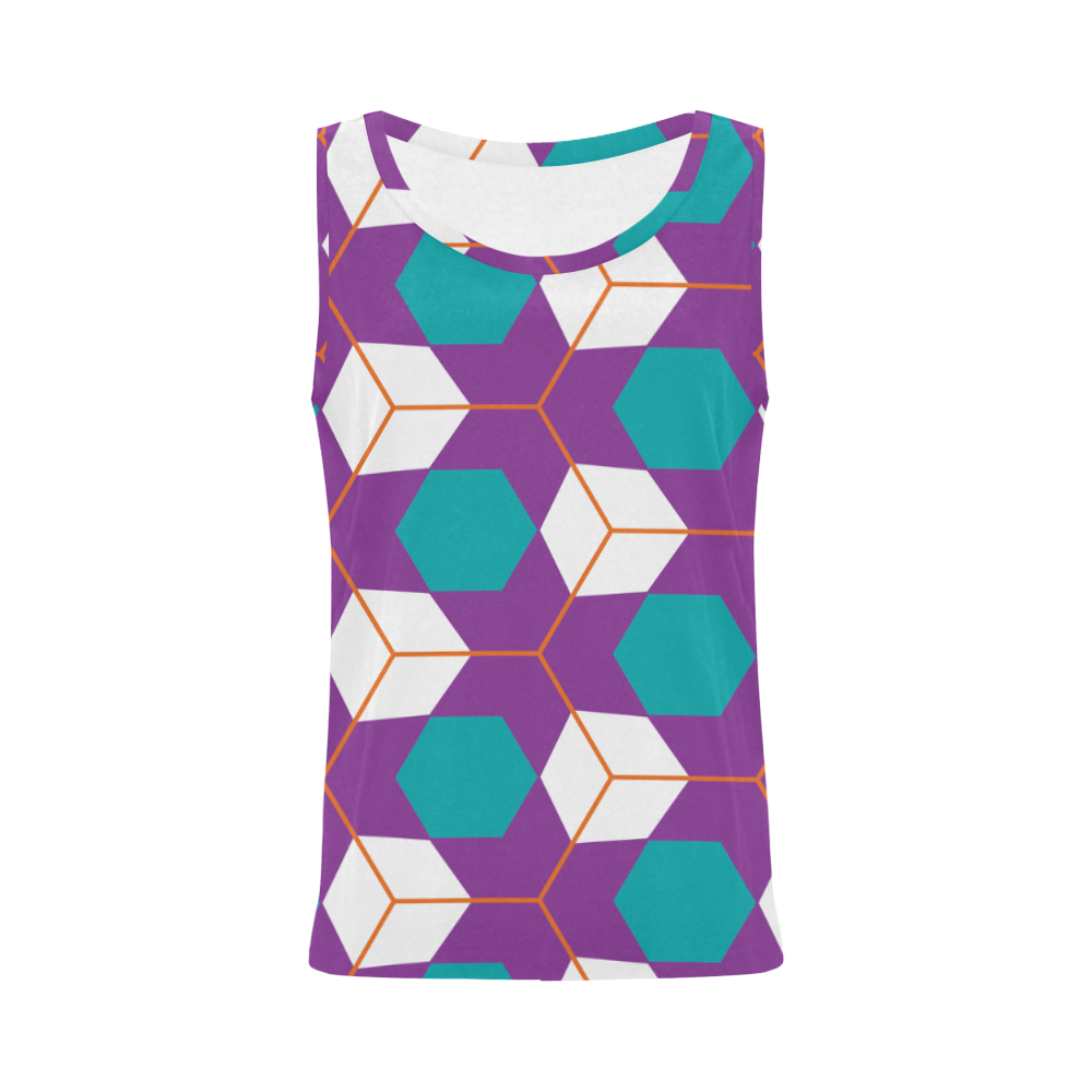Cubes in honeycomb pattern All Over Print Tank Top for Women (Model T43)