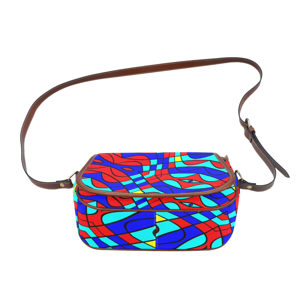 Colorful bent shapes Saddle Bag/Large (Model 1649)