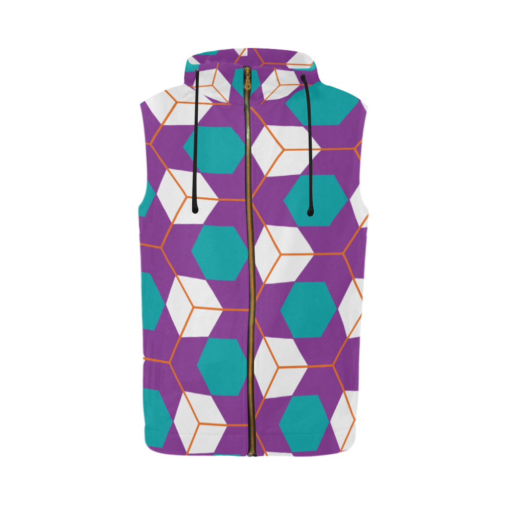Cubes in honeycomb pattern All Over Print Sleeveless Zip Up Hoodie for Men (Model H16)