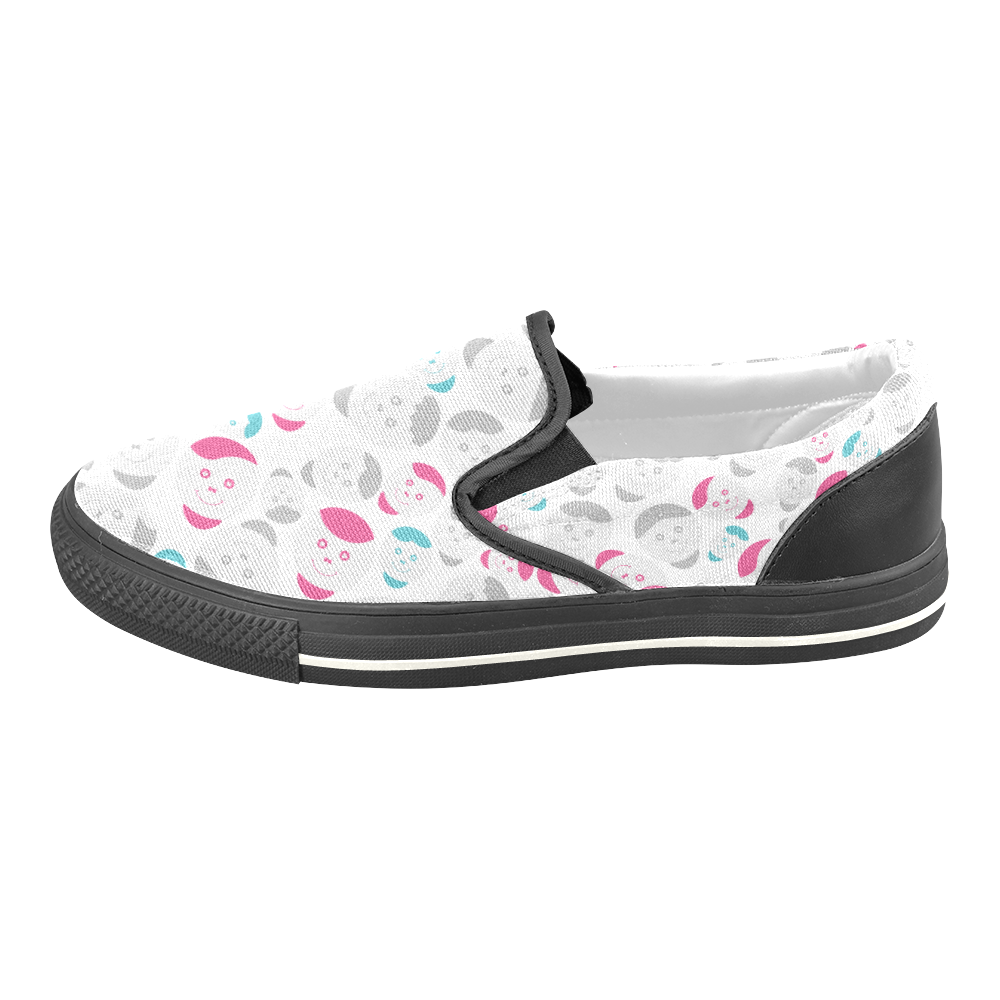 smiley faces pattern Women's Slip-on Canvas Shoes/Large Size (Model 019)