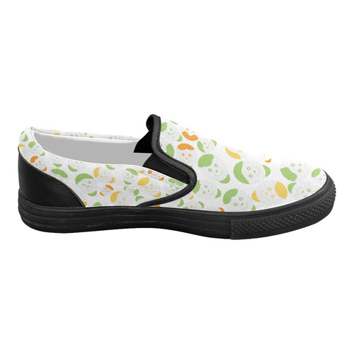 green smiley faces Women's Slip-on Canvas Shoes (Model 019)