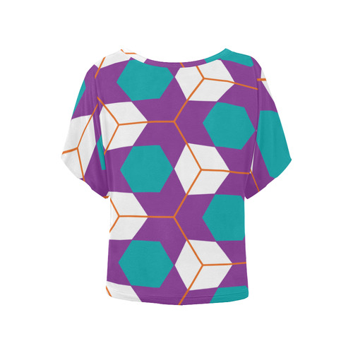 Cubes in honeycomb pattern Women's Batwing-Sleeved Blouse T shirt (Model T44)