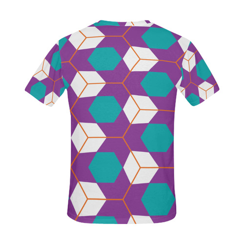 Cubes in honeycomb pattern All Over Print T-Shirt for Men (USA Size) (Model T40)