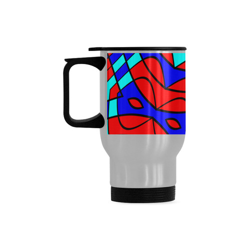 Colorful bent shapes Travel Mug (Silver) (14 Oz)