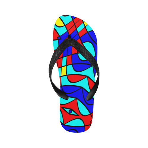 Colorful bent shapes Flip Flops for Men/Women (Model 040)