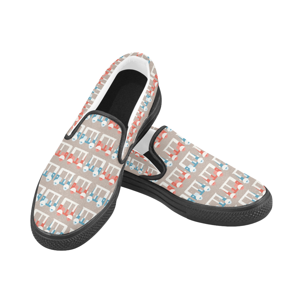 vehicle pattern Women's Slip-on Canvas Shoes (Model 019)