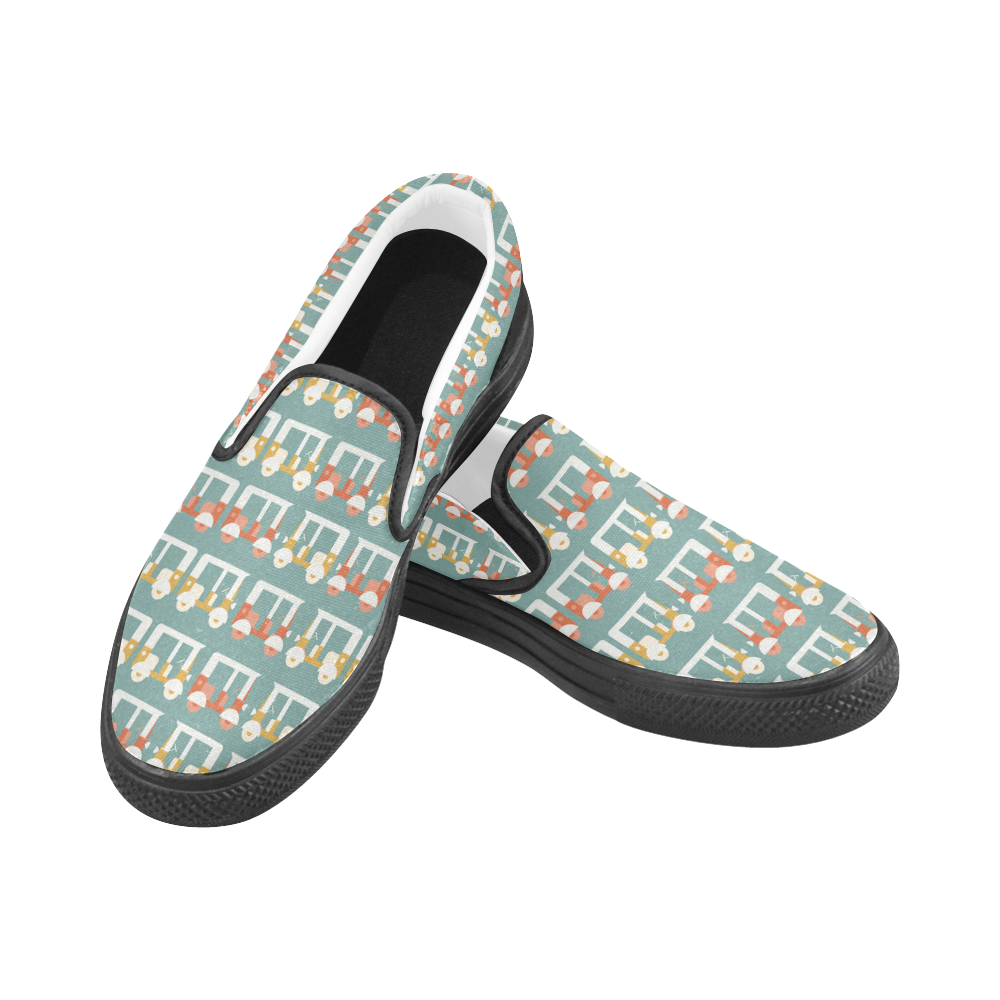 auto rickshaw  pattern Women's Slip-on Canvas Shoes (Model 019)
