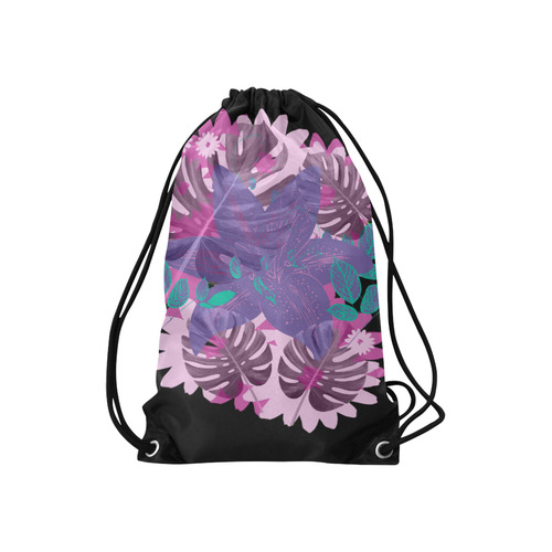 Tropical Violet Dark Small Drawstring Bag Model 1604 (Twin Sides) 11"(W) * 17.7"(H)