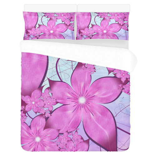 Pink Lilly Fractal 3-Piece Bedding Set
